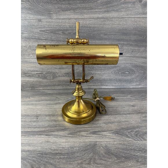 Vtg Underwriters Laboratories Brass Banker Desk Piano Adjustable Portable Lamp - Picture 1 of 7
